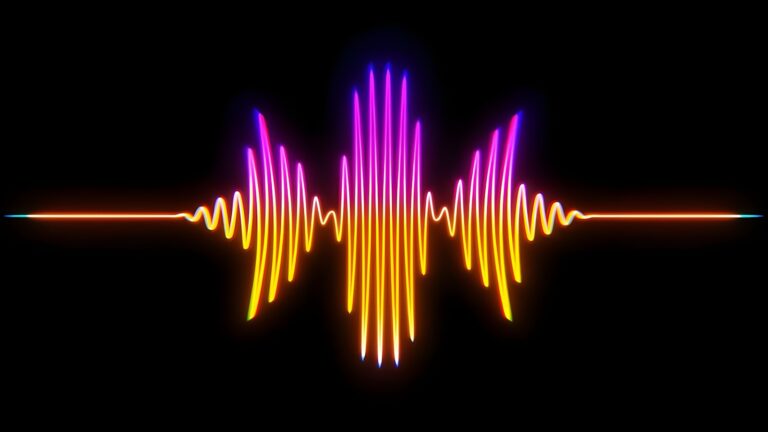 Abstract sound wave visualization representing speaker frequency testing